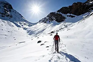 Physical Fitness Prints: Mountain climber descending from Wilde Kreuzspitze Mountain in the Pfunderer Mountains