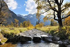 Alps Prints: Mountain Stream in Autumn, Grosser Ahornboden, Karwendel, Tyrol, Austria