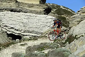 Gorge Prints: Mountainbiker, Bonifacio, Corsica, France, Europe