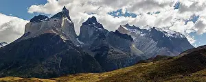 Chile Prints: Mountains Cuernos del Paine in the sunlight