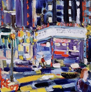 Illustration Prints: Movie Marquee at Night 2008 Richard H. Fox (b.1960 American) Oil on canvas
