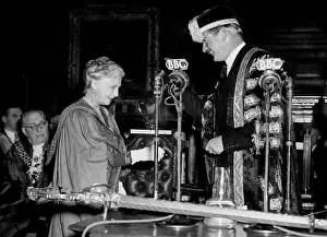 Monarchy Prints: Mr. Anthony Eden Presents Degrees -- In his robes as Chancellor of Birmingham University