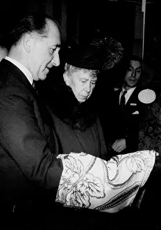 Monarchy Prints: Mr. E. C. Lee, of Sanderson's in Berneis Street shoeing Queen Mary some of the fabrics in Wallpapers which are a