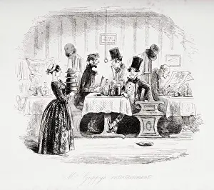 Writer Prints: Mr. Guppy's entertainment. Illustration by Phiz (Hablot Knight Browne) 1815-1882