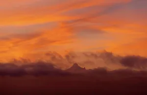 Cloudscape Prints: Mt Kenya coming out from clouds at dawn, Ol Pejeta Conservancy; Kenya