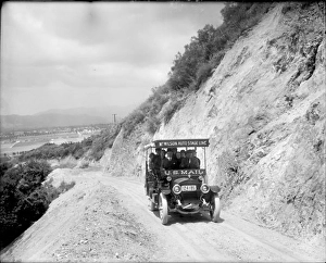 MT. WILSON AUTO STAGE LINE/MAIL TRUCK ASCENDING MT. WILSON TOLL ROAD WITH LOAD OF PEOPLE