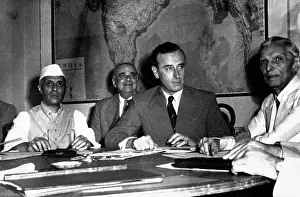 Lord Prints: Muhammad Ali Jinnah (right) Lord Mountbatten (centre) and Pandit Nehru discuss partition of India 1946