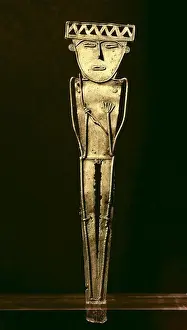 Abstraction Prints: Muisca gold pendant. The tunjo of a warrior with tapering legs