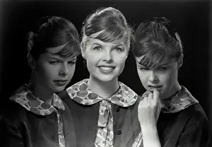 One Young Woman Only Prints: Multiple images of a young woman with various facial expressions