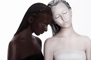 Gender Prints: Multiracial Multicultural Concept. Ethnicity. Women Colored Brown and White. Devotion