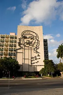 Revolutionary Prints: Mural of Che Guevara on the exterior of the Ministry of the Interior building in Havana Cuba