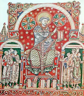 Mural Prints: Mural titled St Augustine de Civitate Dei'. Dated 11th century
