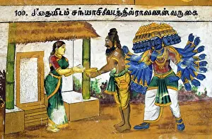 Tamil Nadu Prints: Murals- Epic Ramayana-Wall Paintings in Ramasamy Temple at Kumbakonam