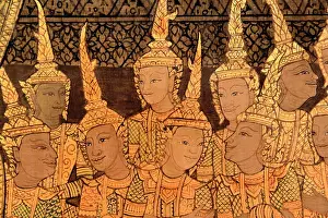 Ornate Prints: Detail of the murals of Wat Saket in late Rattanakosin style