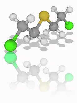 Agent Prints: Mustard gas. Molecular model of sulphur mustard (C4)