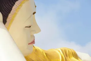 Buddha Prints: The Mya Tha Lyaung reclining Buddha is one of the largest in the world