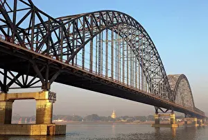 Concrete Prints: Myanmar, Mandalay, Mingun. Bridge across the Irrawaddy River near to Mandalay in Myanmar