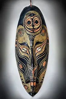 Australasia Prints: Mythological wooden mask, souvenir from Madang, Papua New Guinea, Pacific Ocean, Oceania