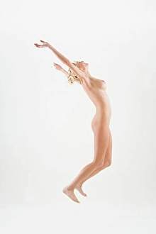 Expressive Prints: Naked woman jumping