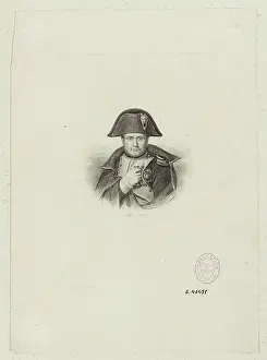 Bust Prints: Napoleon in bust, with hat and redding, holding a telescope