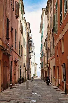 Alley Prints: Narrow alleys in the citadel, Terra Vecchia, Bastia, Corsica, France, Europe