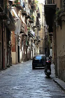 Sicily Prints: Narrow alleys in the old town of Palermo, Sicily, Italy, Europe