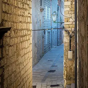 Historic Quarters Prints: Narrow street at the old town of Rab Croatia
