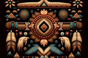 Native American traditional pattern ethnic design background brown earth colors. AI Generative content