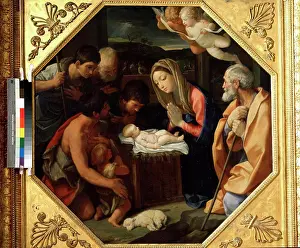Joseph Prints: Nativity scene by Guido Reni, oil on wood