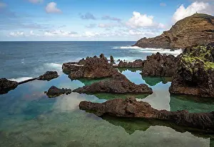 Rocks Prints: Natural volcanic rock pools, rocky coast