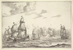 Naval Prints: Naval Battle Scene 17th century Reinier Nooms
