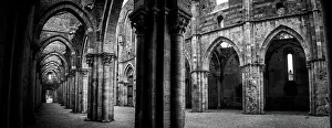 2023 Prints: Nave of the ruined and abandoned Cistercian monastery San Galgano in the Tuscany Nave of the ruined