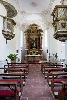 Alps Prints: Nave, St. Bartholomew's church, Konigssee Lake; Schonau am Konigsee, Bavaria, Germany