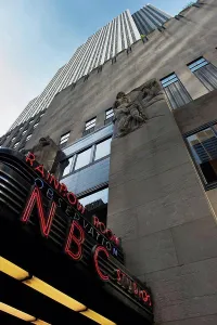 Arts Culture And Entertainment Prints: NBC Studios sign and building; New York City, New York, United States of America