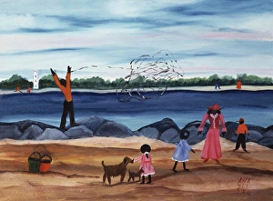 Illustration Prints: The Net 1990 Anna Belle Lee Washington (1924-2000 African-American) Oil On Canvas