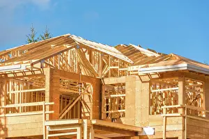 2018 Prints: New apartment building under construction on sunny day on blue sky background