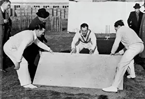 Compete Prints: A New Concrete Cricket Pitch -- Left to Right: Len Muncer