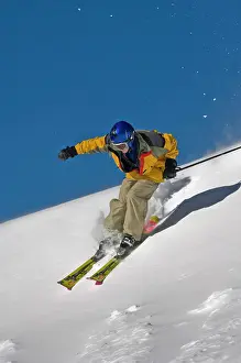 Model Release Prints: New Mexico, USA, Man Skiing Powder, MR