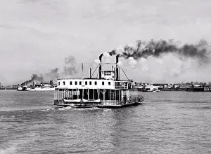 Trans Portation Prints: New Orleans, Louisiana: c. 1931 The car ferry boat 'Algiers' crossing the Mississippi River