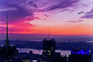 Global Prints: New York city landscapes vivid sunset sky