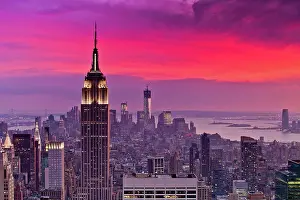Hudson Prints: New York city landscapes vivid sunset sky