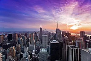 Hudson Prints: New York city landscapes vivid sunset sky
