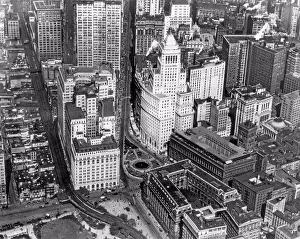 Unitedstates Prints: New York, New York: c.1934 Aerial view of lower Manhattan with Battery Park in the foreground