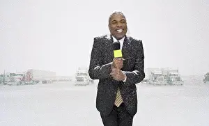 Weather Prints: News presenter in snow