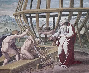 Italian Renaissance Prints: Noah Building The Ark Raphael (1483-1520 Italian) Fresco St