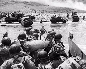 Soldiers Prints: Normandy, France: June 7, 1944 American assault troops landing on Omaha Beach durng the D-Day invasion of France