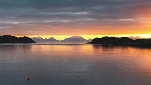Environment And Nature Protection Prints: Norway, Northern Norway, Henningsvaer, Lofoten archipelago at sunrise
