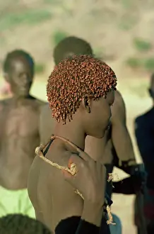 Waist Prints: Nuba girl with ochre in her hair, near Garunda village, Sudan, Africa
