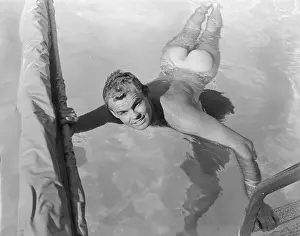 Pool Prints: Nude Blond Male Swimming in Pool c. 1956
