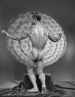 Attractive Prints: Nude Muscular Male Posing from Back c.1948